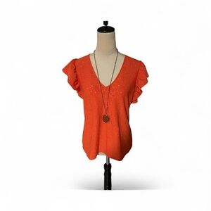 Michael Kors sz. Medium orange BNWOT! With ruffle sleeves! Stretchy!